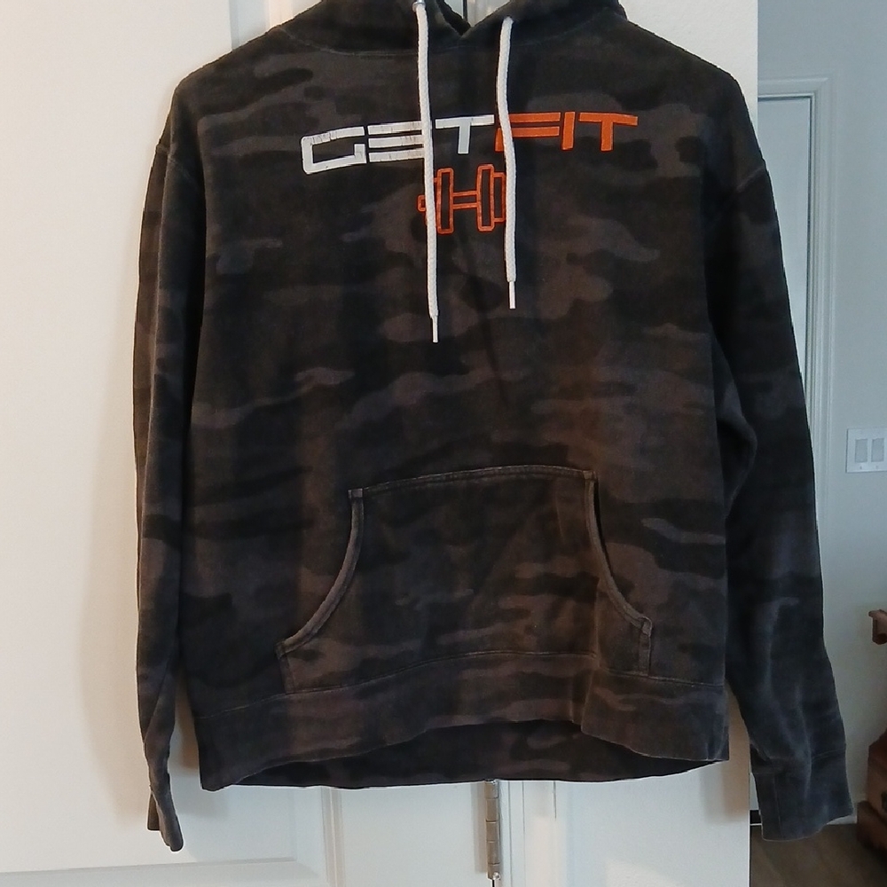 Women's Camouflage Hoodie - Black and Orange
